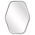 Howard Elliott 39"x29" Octagonal Wall Mirror with Espresso Stained Wood Frame: Modern Style, No Assembly Required, Wall Mount