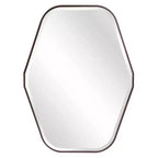 Howard Elliott 39"x29" Octagonal Wall Mirror with Espresso Stained Wood Frame: Modern Style, No Assembly Required, Wall Mount