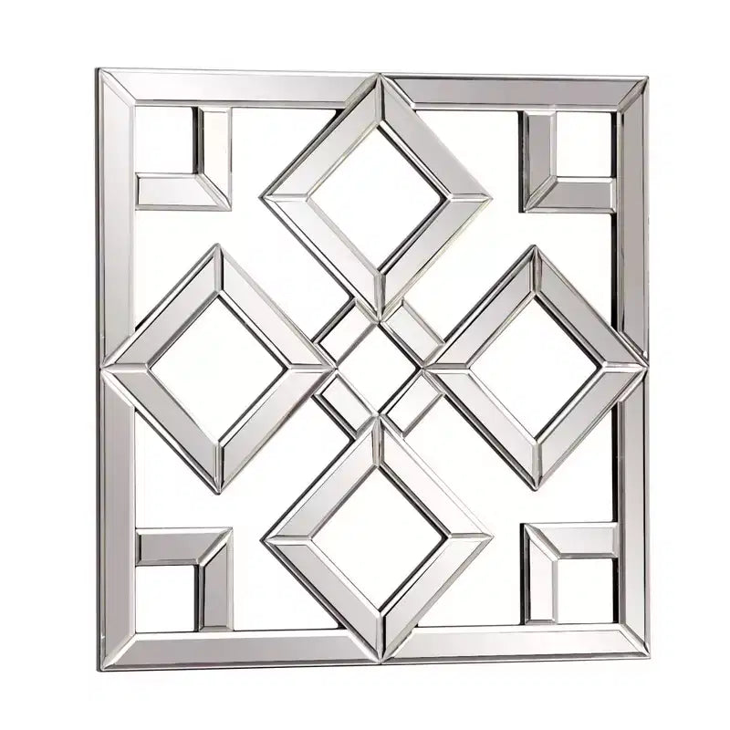 Specchio da parete quadrato a reticolo argentato, stile moderno, 1 pannello