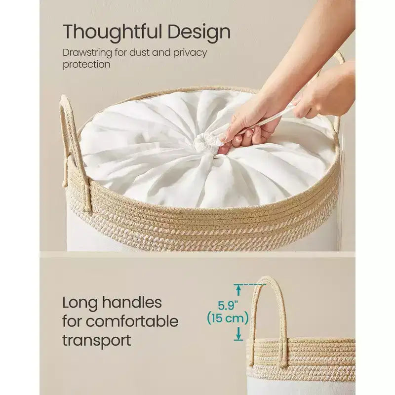 Cesto portabiancheria singolo con coperchio e manici, Marrone cammello/Grigio tortora – 90 litri