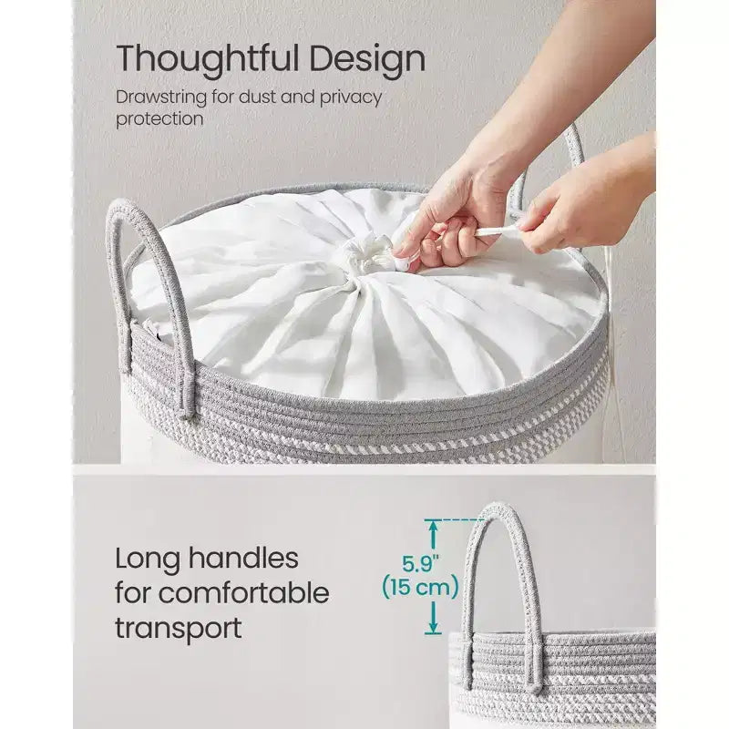 Cesto portabiancheria singolo con coperchio e manici, Marrone cammello/Grigio tortora – 90 litri