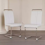 Sedie da pranzo con schienale alto, colore nero/grigio/bianco, in pelle PU, con gambe a C, set da 2