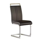 Sedie da pranzo con schienale alto, colore nero/grigio/bianco, in pelle PU, con gambe a C, set da 2