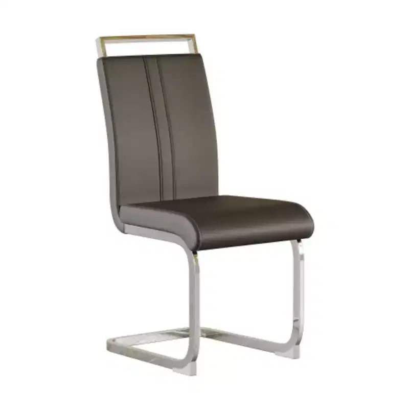 Sedie da pranzo con schienale alto, colore nero/grigio/bianco, in pelle PU, con gambe a C, set da 2