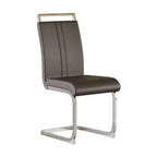 Sedie da pranzo con schienale alto, colore nero/grigio/bianco, in pelle PU, con gambe a C, set da 2