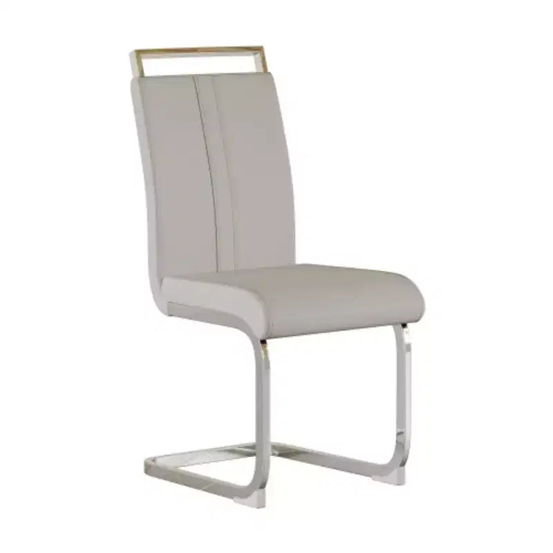 Sedie da pranzo con schienale alto, colore nero/grigio/bianco, in pelle PU, con gambe a C, set da 2