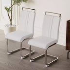 Sedie da pranzo con schienale alto, colore nero/grigio/bianco, in pelle PU, con gambe a C, set da 2