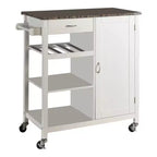 Carrello da Cucina Stile Rustico Bianco/Nero con Piano in Marmo – Uso Singolo
