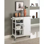 Carrello da Cucina Stile Rustico Bianco/Nero con Piano in Marmo – Uso Singolo