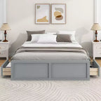 Letto a piattaforma Queen con 6 cassetti portaoggetti – Espresso / Grigio / Bianco, 1 posto letto