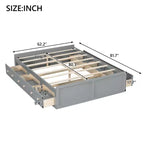 Letto a piattaforma Queen con 6 cassetti portaoggetti – Espresso / Grigio / Bianco, 1 posto letto