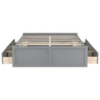 Letto a piattaforma Queen con 6 cassetti portaoggetti – Espresso / Grigio / Bianco, 1 posto letto