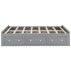 Letto a piattaforma Queen con 6 cassetti portaoggetti – Espresso / Grigio / Bianco, 1 posto letto