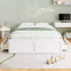 Letto a piattaforma Queen con 6 cassetti portaoggetti – Espresso / Grigio / Bianco, 1 posto letto