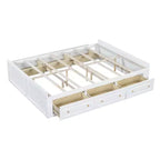 Letto a piattaforma Queen con 6 cassetti portaoggetti – Espresso / Grigio / Bianco, 1 posto letto