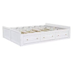 Letto a piattaforma Queen con 6 cassetti portaoggetti – Espresso / Grigio / Bianco, 1 posto letto