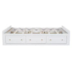 Letto a piattaforma Queen con 6 cassetti portaoggetti – Espresso / Grigio / Bianco, 1 posto letto