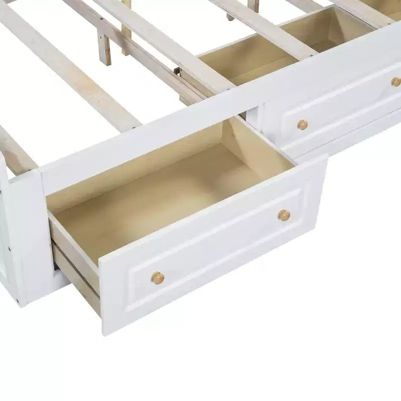 Letto a piattaforma Queen con 6 cassetti portaoggetti – Espresso / Grigio / Bianco, 1 posto letto