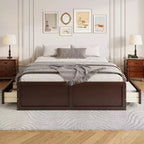 Letto a piattaforma Queen con 6 cassetti portaoggetti – Espresso / Grigio / Bianco, 1 posto letto