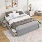 Letto a piattaforma Queen con 6 cassetti portaoggetti – Espresso / Grigio / Bianco, 1 posto letto