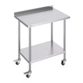 VEVOR 24 x 36 x 40 Inch Stainless Steel Work Table, Commercial Food Prep Worktable with Casters, Heavy Duty Prep Worktable, Metal Work Table