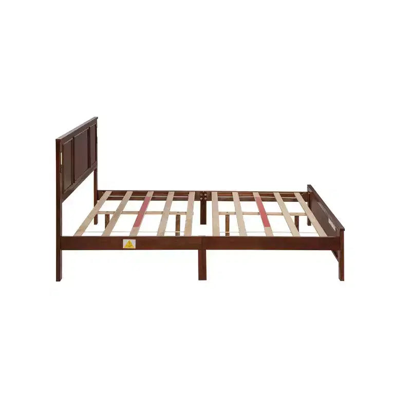 Walnut/White Queen/King Bed Frame with LED Lights & USB Charging, 2-Person