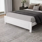 Walnut/White Queen/King Bed Frame with LED Lights & USB Charging, 2-Person