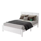 Walnut/White Queen/King Bed Frame with LED Lights & USB Charging, 2-Person