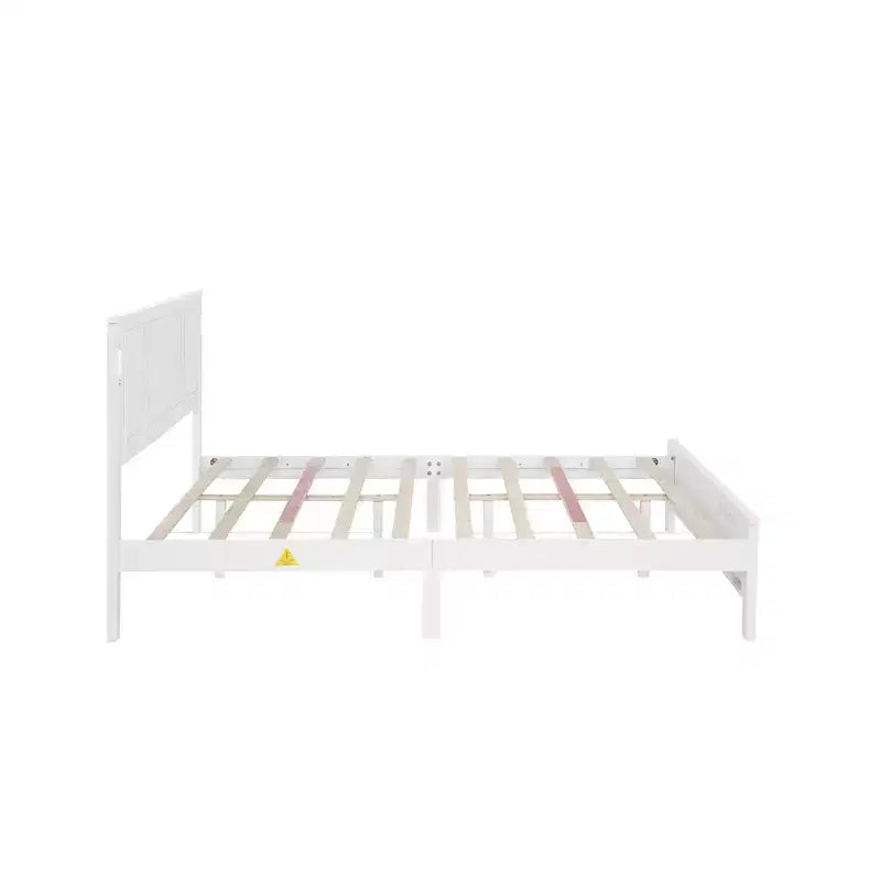 Walnut/White Queen/King Bed Frame with LED Lights & USB Charging, 2-Person