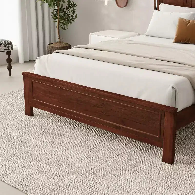 Walnut/White Queen/King Bed Frame with LED Lights & USB Charging, 2-Person