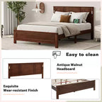 Walnut/White Queen/King Bed Frame with LED Lights & USB Charging, 2-Person