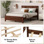 Walnut/White Queen/King Bed Frame with LED Lights & USB Charging, 2-Person