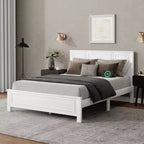 Walnut/White Queen/King Bed Frame with LED Lights & USB Charging, 2-Person