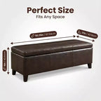 Panca Pouf Contenitore in Similpelle Marrone Effetto Invecchiato, con Coperchio Sollevabile, Posti per 2–3 Persone