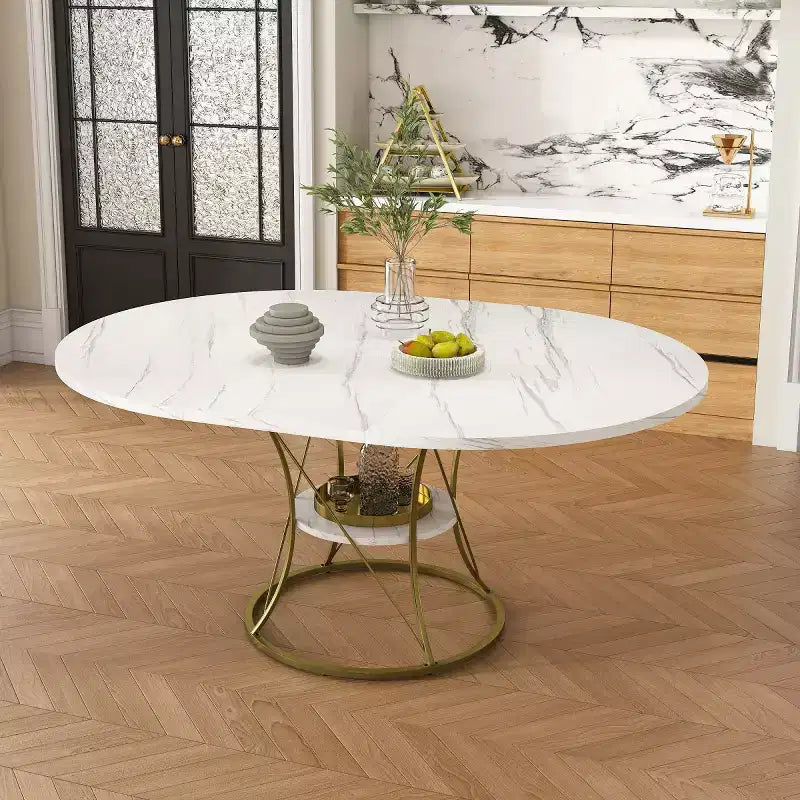 Tavolo da pranzo rotondo allungabile noce/bianco, 4-6 posti