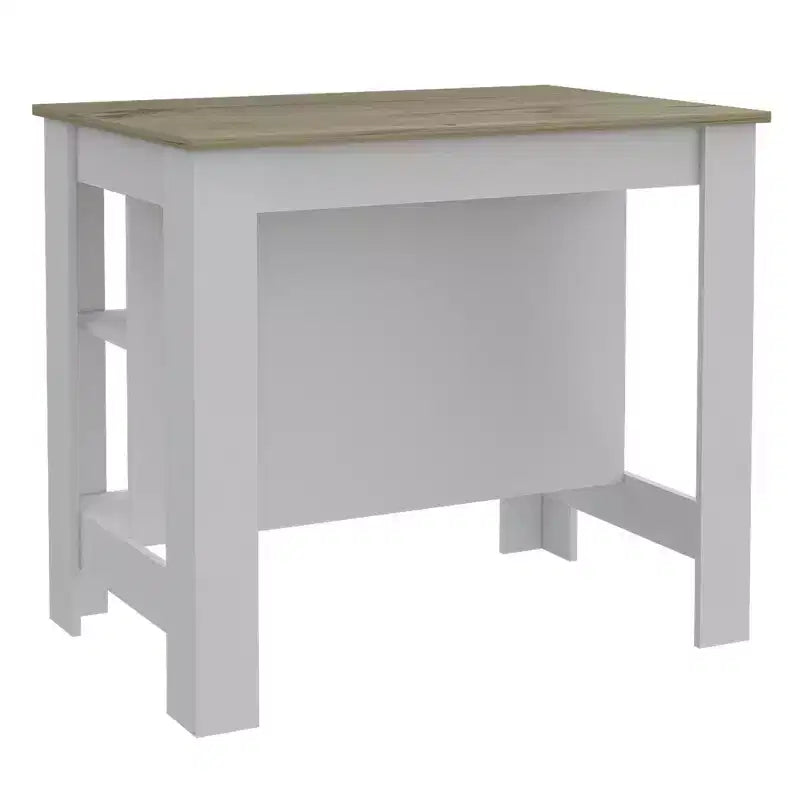 HomeRoots White and Brown 41 Kitchen Island With Storage