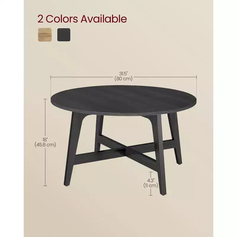 Tavolino rotondo grigio antracite/marrone miele, stile metà secolo, montaggio da 1 persona
