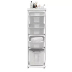 4-Tier Laundry Sorter, White, Rolling, 4-Compartment