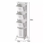 4-Tier Laundry Sorter, White, Rolling, 4-Compartment