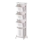 4-Tier Laundry Sorter, White, Rolling, 4-Compartment