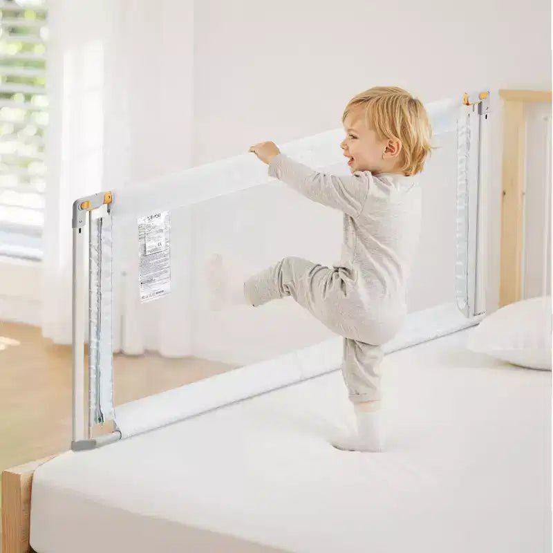 Gray Steel Toddler Bed Rail, Adjustable Height, 1-Piece