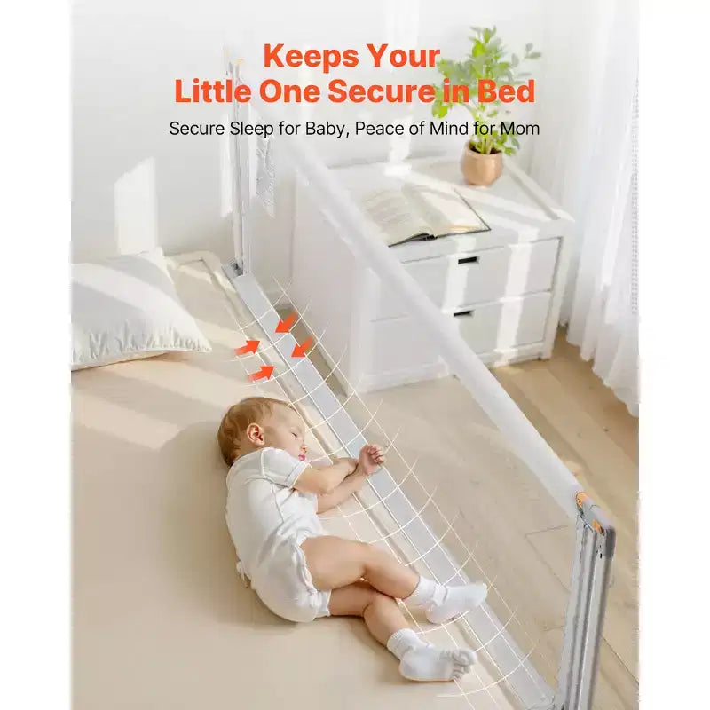Gray Steel Toddler Bed Rail, Adjustable Height, 1-Piece