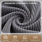 Divanetto due posti in velluto a coste con braccioli contenitore – Beige / Grigio / Verde