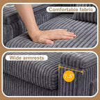 Divanetto due posti in velluto a coste con braccioli contenitore – Beige / Grigio / Verde