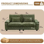 Divanetto due posti in velluto a coste con braccioli contenitore – Beige / Grigio / Verde