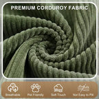 Divanetto due posti in velluto a coste con braccioli contenitore – Beige / Grigio / Verde