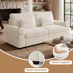 Divanetto due posti in velluto a coste con braccioli contenitore – Beige / Grigio / Verde