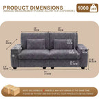 Divanetto due posti in velluto a coste con braccioli contenitore – Beige / Grigio / Verde