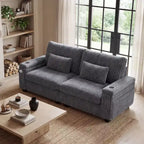 Divanetto due posti in velluto a coste con braccioli contenitore – Beige / Grigio / Verde