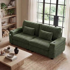 Divanetto due posti in velluto a coste con braccioli contenitore – Beige / Grigio / Verde